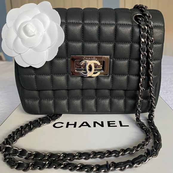 CHANEL Handbags - Chanel Black Lamb Mini Square Flap Bag Crossbody